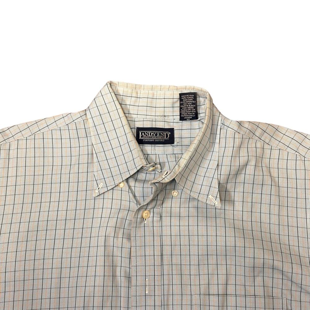 Lands End Shirt‎ Men’s Size 16-36 Tall Pinpoint Oxford Blue Pinstripe Button Up